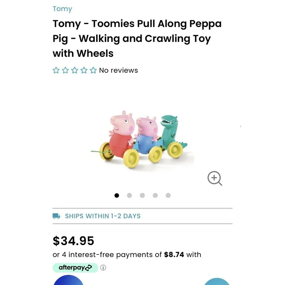 Toddler toy lot- Mentari Wooden mushroom Hammer Toy and Peppa Pig Pull Toy Tomy